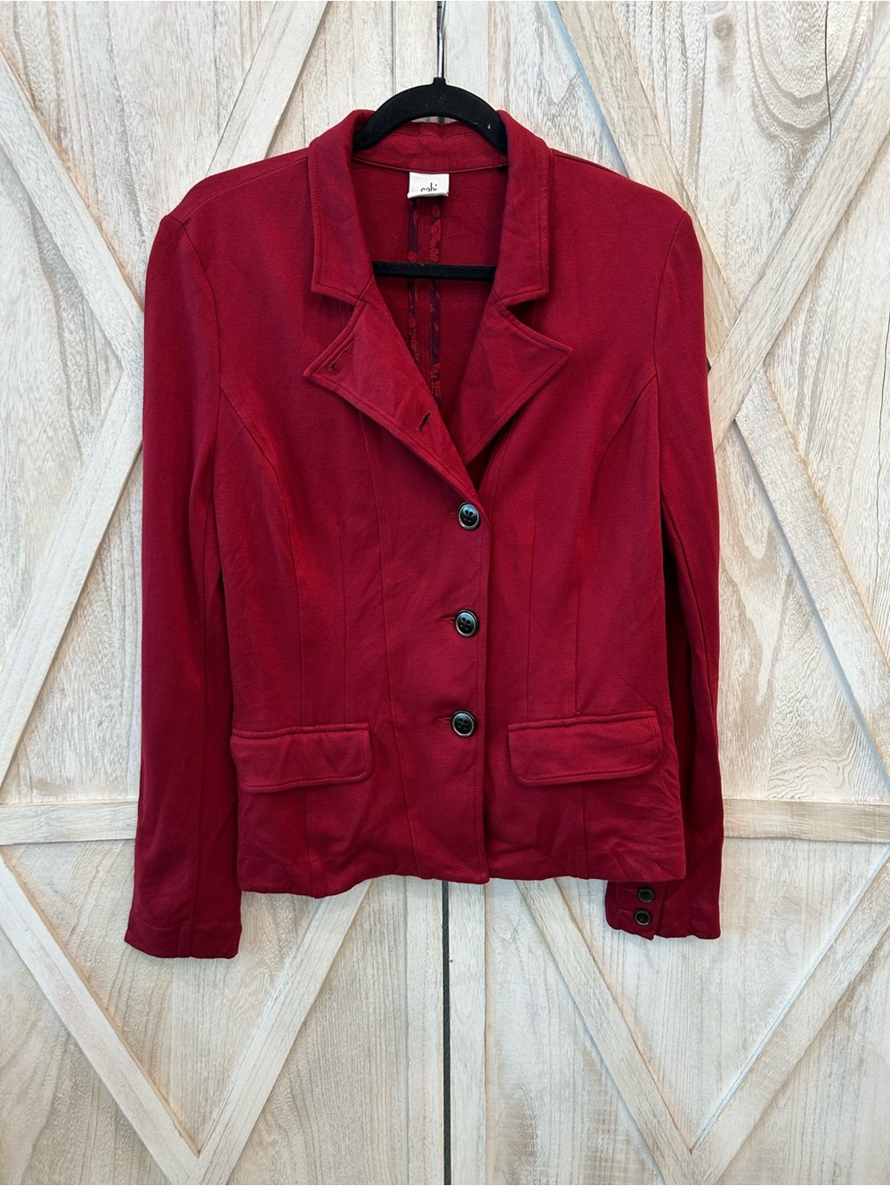 CAbi Crimson Red Button-Front Blazer
